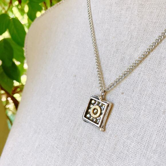 VTG Pendant Necklace Pretty Rhinestone Mixed Metal Statement Jewelry - Picture 3 of 8